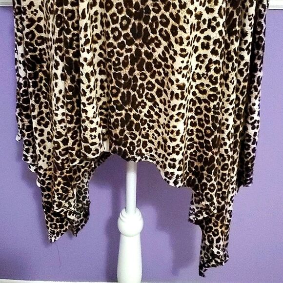 Leopard Print Boho Slinky Oversized Flowy Poncho - Picture 3 of 6